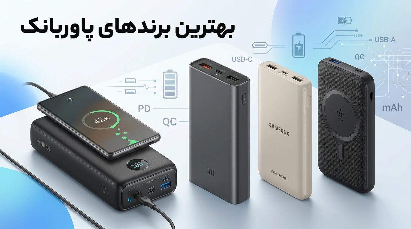 بهترین برند پاور بانک در 2026 + مقایسه برندها و راهنمای انتخاب