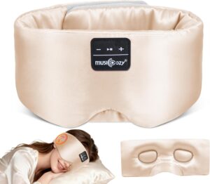 چشم بند خواب ابریشمی برند MUSICOZY 3D Mulberry با هدفون بلوتوث 5.4 با پوشش کامل اورجینال (آمازون)