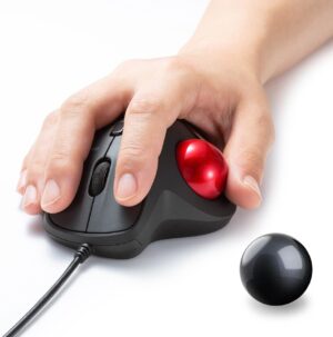 ماوس حرفه ای ترک‌بال ارگونومیک و سیمی برند SANWA (مدل GMATB128BK) اورجینال (آمازون)